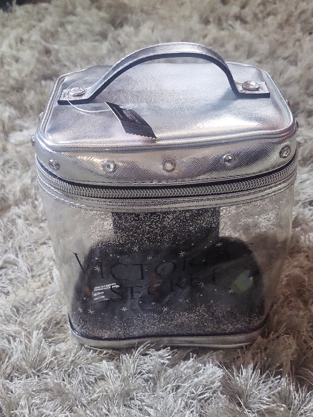 Victoria's Secret Silver Glitter Train Case